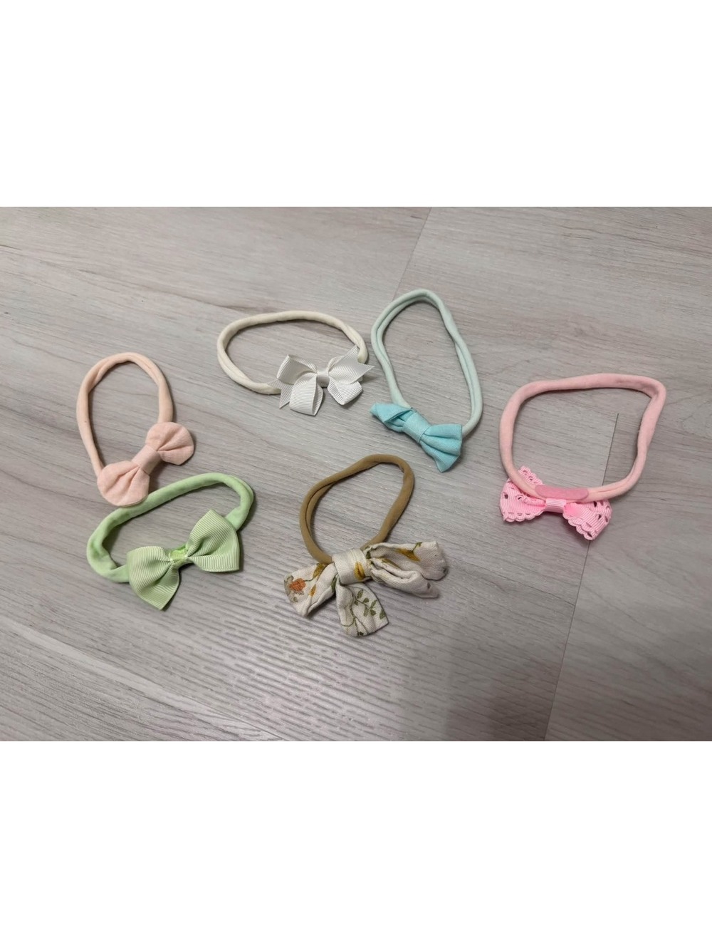 Baby Girl Bow Headbands Lot of 6 – Soft Stretchy Nylon Pastel Floral